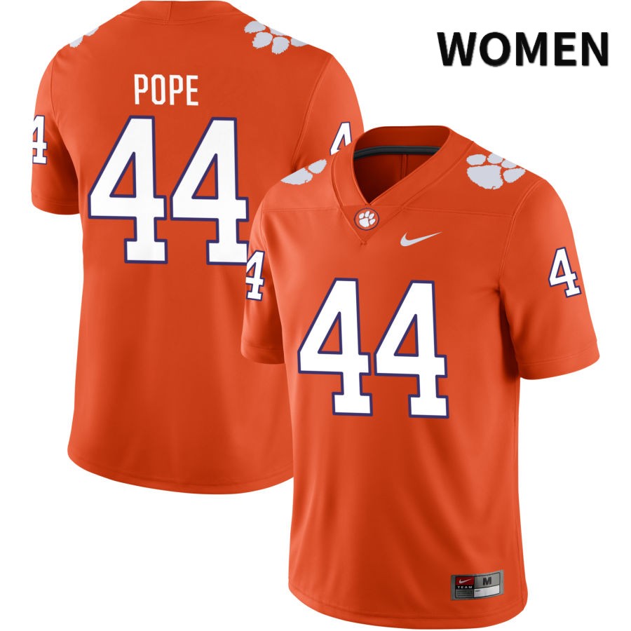 Women's Clemson Tigers Banks Pope #44 College Orange NIL 2022 NCAA Authentic Jersey Freeshipping WNM76N3P
